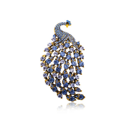 Brosche Pfau Kristall Emaille Tier Anstecknadel Damen