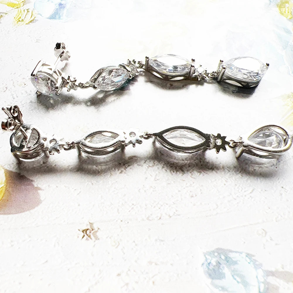 Damen-Ohrtropfen weiße Zirkonia Tropfen Sommer aus Sterlingsilber