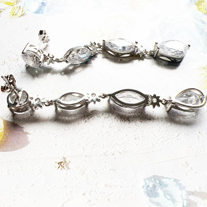 Damen-Ohrtropfen weiße Zirkonia Tropfen Sommer aus Sterlingsilber