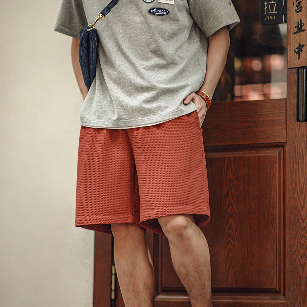 Herren Basketball-Shorts aus Waffelstoff mit elastischer Taille für den Sommer