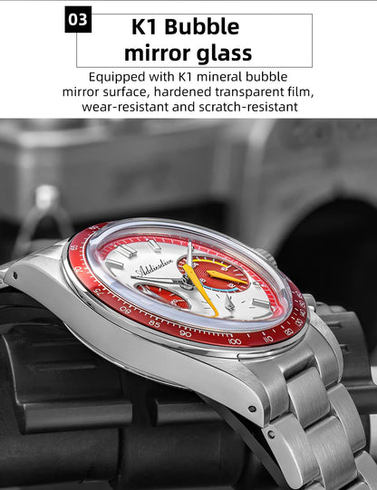 ADDIESDIVE 37mm Men Watch AD2539 BGW9 Super Luminous Chronograph Watch Bubble Mirror Glass 10Bar Waterproof VK63 Quartz Watches