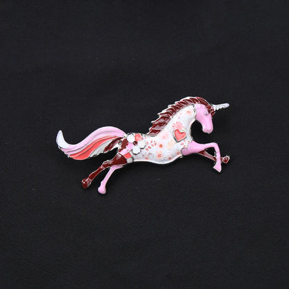Brosche Tier Fantasy Emaille Strass Fuchs Einhorn Pferd Vogel gemischt