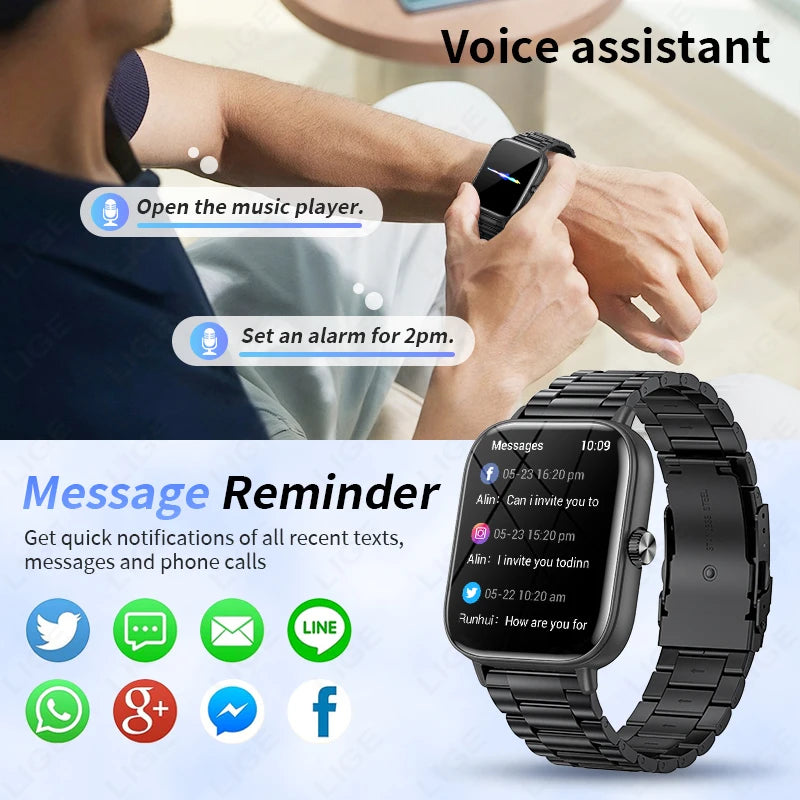 LIGE Smartwatch IP68 Wasserdichte Sport Fitness Smart Uhr 1,83 Zoll Bildschirm Gesundheit Überwachung Uhren Für Männer Frauen Reloj Hombre