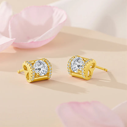 Damen-Ohrstecker Moissanit 1,0 ct aus 14k Gelbgold Zertifiziert Luxus-Ohrringe für Hochzeit und Geburtstag