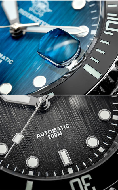 Herren Automatikuhr mechanisch Saphirglas 8215 200m wasserdicht Leuchtzeiger Edelstahl