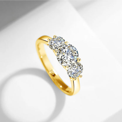 Damen-Ring Mit Moissanit Drei-Stein-Anordnung Totem-Design 2 Ct Sterlingsilber 925 Schmuck