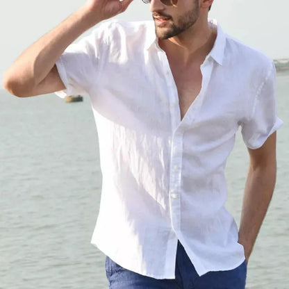 Langes Herrenhemd mit britischem Stil, vertikalen Streifen und schmaler Passform – ideal für den lässigen Look.