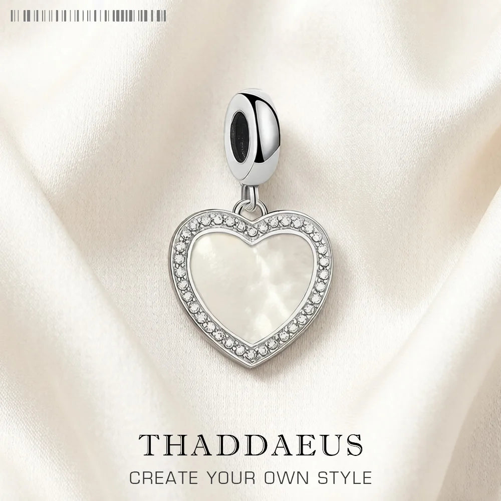 Damen-Charm-Anhänger Herz und Muschel romantisch aus Sterlingsilber