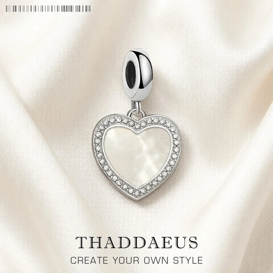 Damen-Charm-Anhänger Herz und Muschel romantisch II aus Sterlingsilber