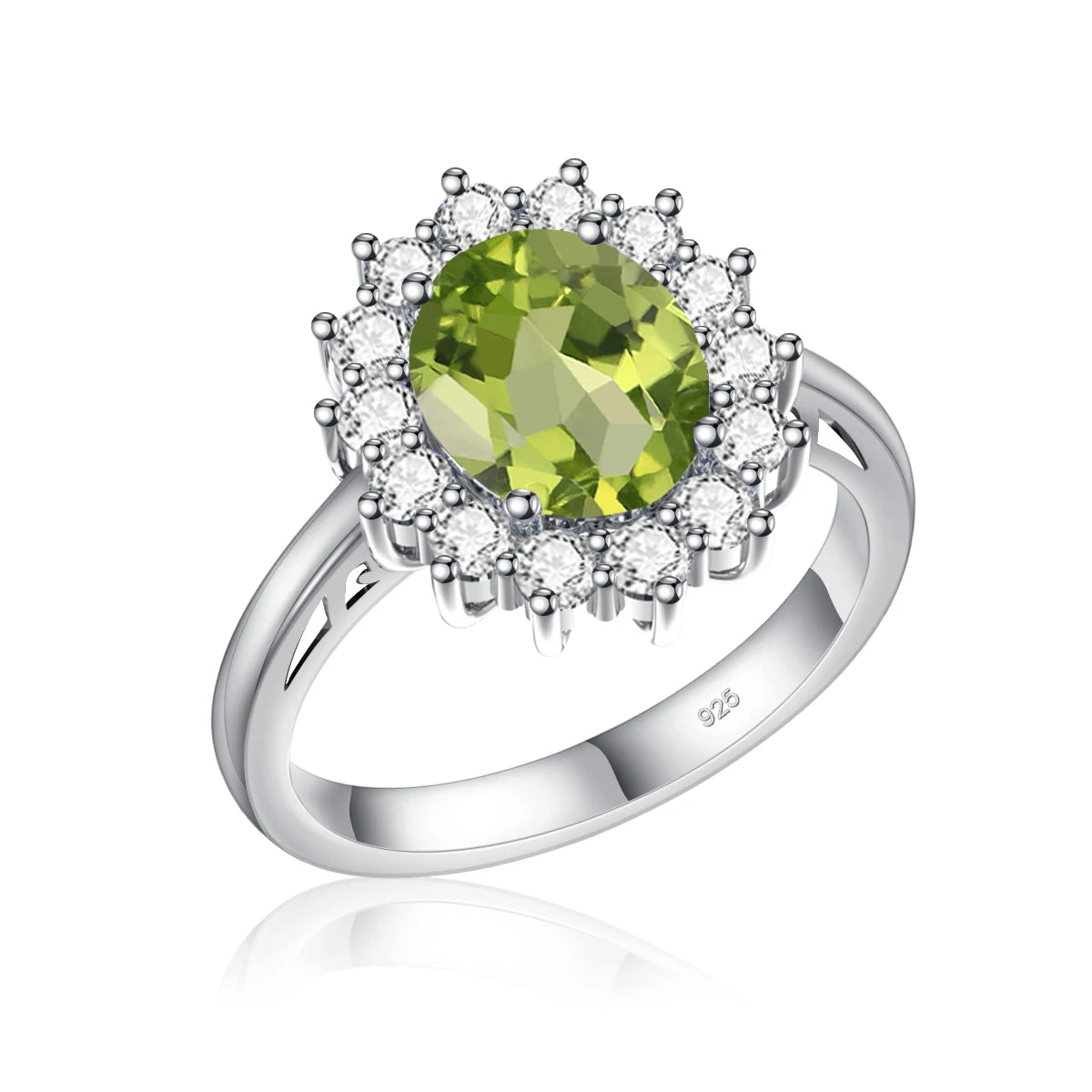 Damen-Ring aus Silber 925 mit Ovaler Schliff Peridot 8x10mm Vintage Stil Handgefertigt