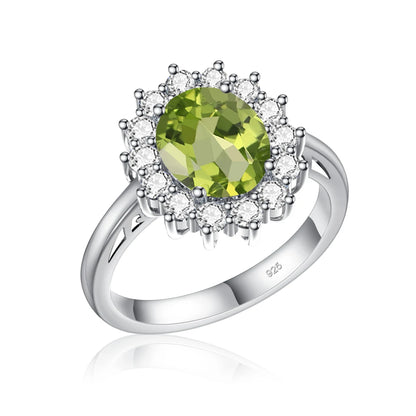 Damen-Ring aus Silber 925 mit Ovaler Schliff Peridot 8x10mm Vintage Stil Handgefertigt