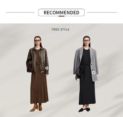 Damen-Strickjacke ärmellos lang Rundhals einfarbig elegant Herbst