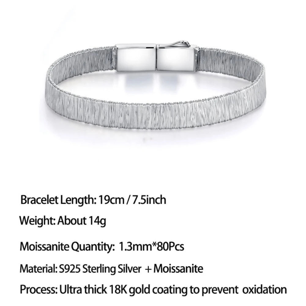 Damen-Tennisarmband Flachdraht mit Moissanit