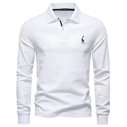 Premium Langarm Poloshirt Herren Atmungsaktiver Baumwollmix