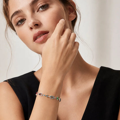 Damen-Armband asiatische Ornamente bunt aus Sterlingsilber