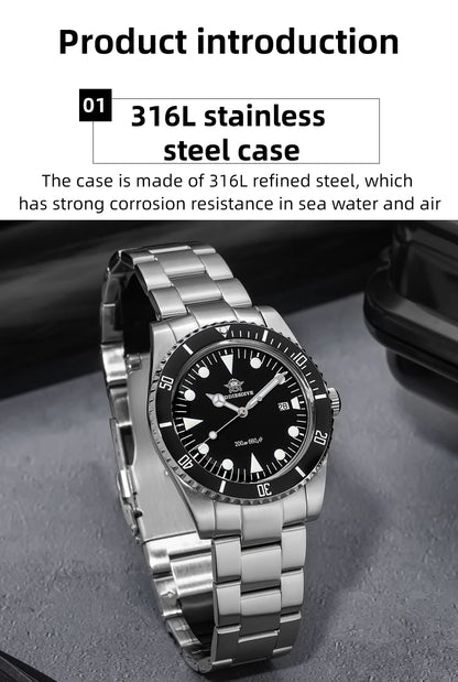 Herren-Taucherquarzuhr mit Keramikluenette und Miyota-2115-Werk