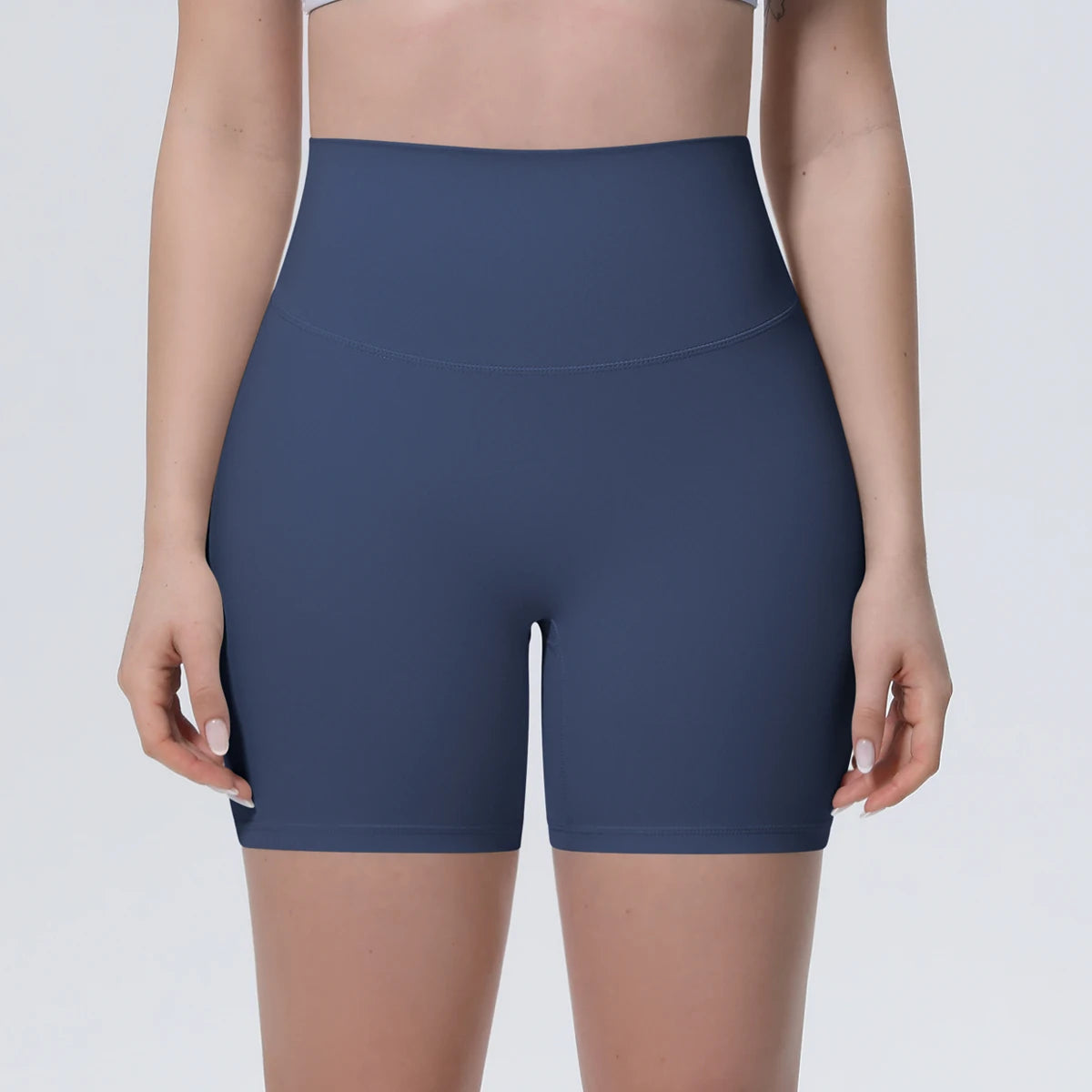Navy Yogashorts für Damen mit breitem Bund, schnelltrocknend und bequem