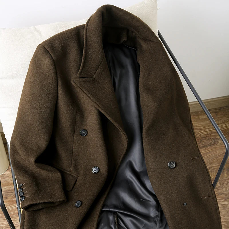 Herren Ulster Mantel im klassischen Business-Stil mit zweireihigem Revers