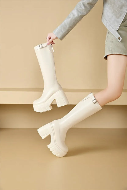 AIYUQI Women's Rider Boots 2025 New Platform High Heel Women Roman Boots Skinny Heel High 11cm Women's Long Boots