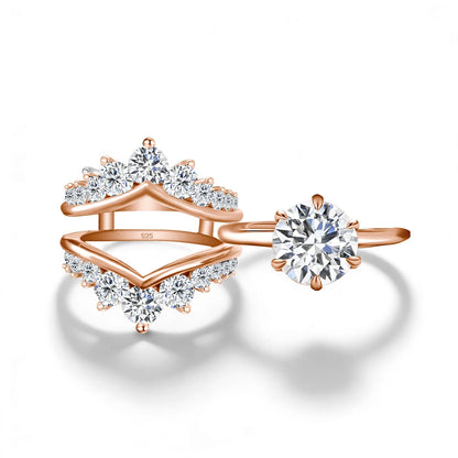 Damen-Verlobungsring-Verstärker aus Sterling Silber mit Moissanit Stein für funkelnde Hochzeiten