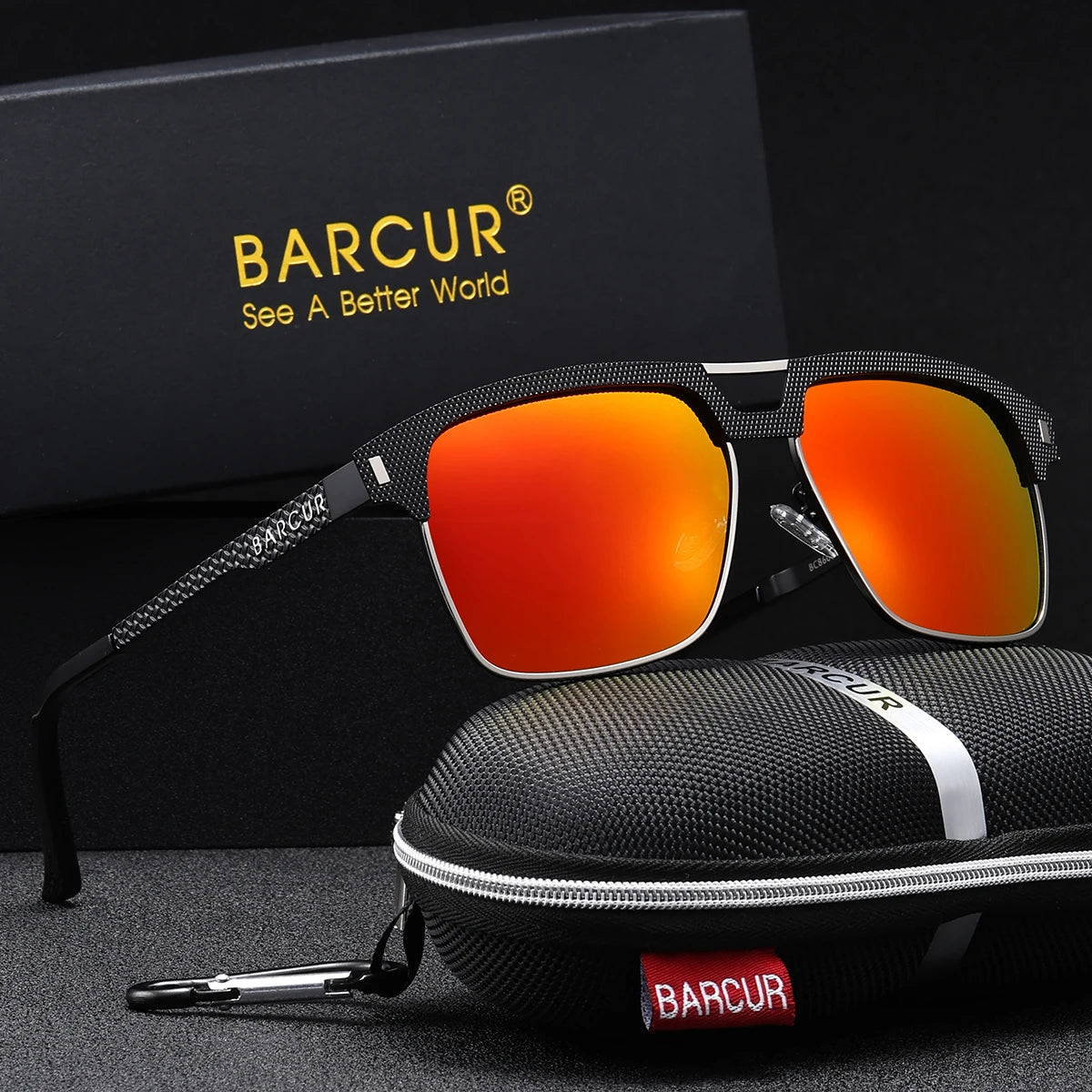 Sonnenbrille quadratisch großer Rahmen Edelstahl polarisiert Unisex