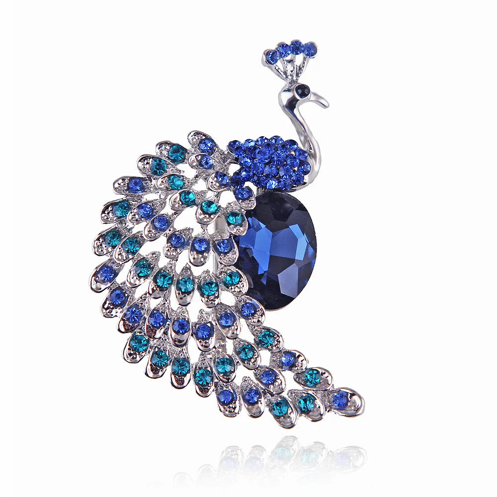 Brosche Pfau Kristall Emaille Tier Anstecknadel Damen