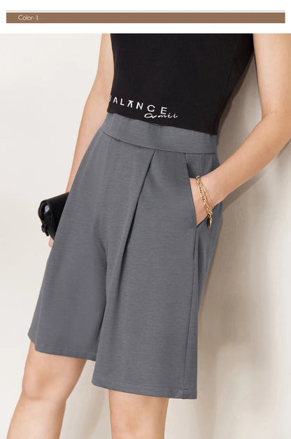 Damen Shorts im Minimalismus-Stil mit elastischer Taille für den Sommer