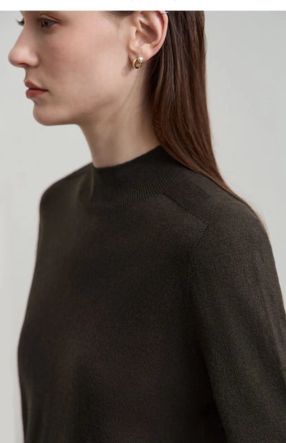Damen V-Ausschnitt Pullover 100 % Wolle Basic Herbst-Winter