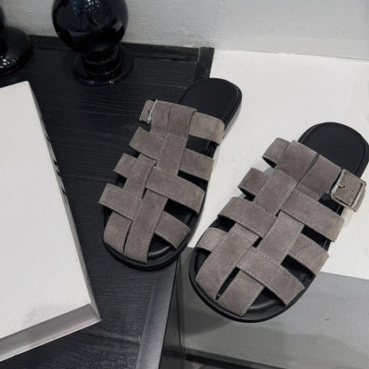 AIYUQI Frauen Geschlossene Zehen Hausschuhe Nicht-slip Schwein Käfig Woven Hausschuhe Für Frauen Große Größe Echtes Leder Sommer Weibliche hausschuhe