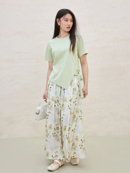 Damen Vintage T-Shirt mit Kontrastnähten und Rundhalsausschnitt – Lässiger Schnitt aus atmungsaktivem Baumwollmix für einen legeren Chic.