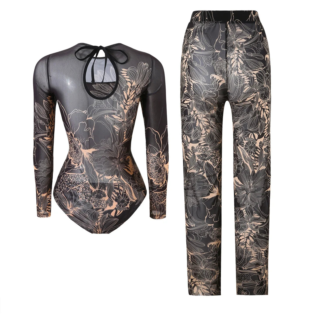 Damen-Hose mit Blumenmuster
