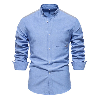 Herren Oxford Hemd aus Baumwolle mit langen Ärmeln für Casual-Look