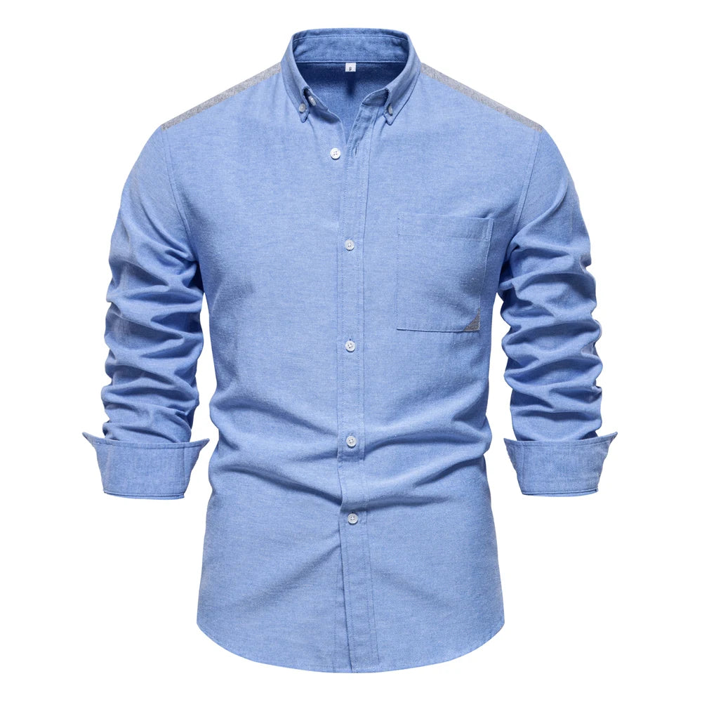 Herren Patchwork Hemd Aus Atmungsaktivem Oxford Stoff Für Den Langlebigen Look
