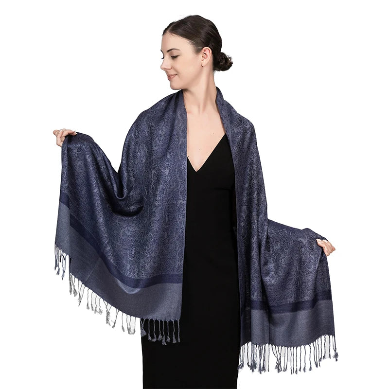 Damen Jacquard Schal ethnisch Kaschmir dick weich Halstuch Bandana Outdoor