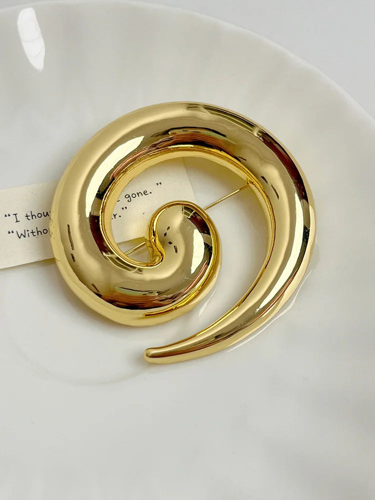 Brosche Spirale Vortex Vergoldet Unregelmäßig Party Corsage Unisex