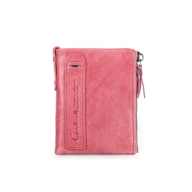 Damen Echtleder Geldbörse Bifold Luxus Retro Fotofächer Kartenhalter Reise Geschenk