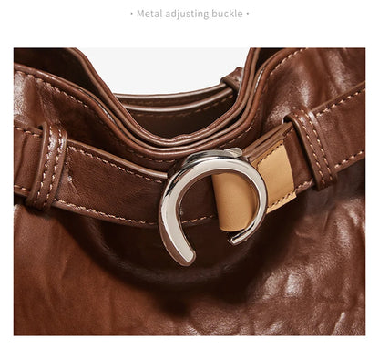 Damen Schultertasche Vintage Split-Leder mit großer Kapazität