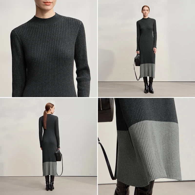 Elegant Damen Strickkleid Mit Halbkragen Für Winter Schlank Und Bequem
