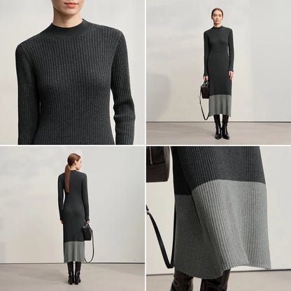 Elegant Damen Strickkleid Mit Halbkragen Für Winter Schlank Und Bequem