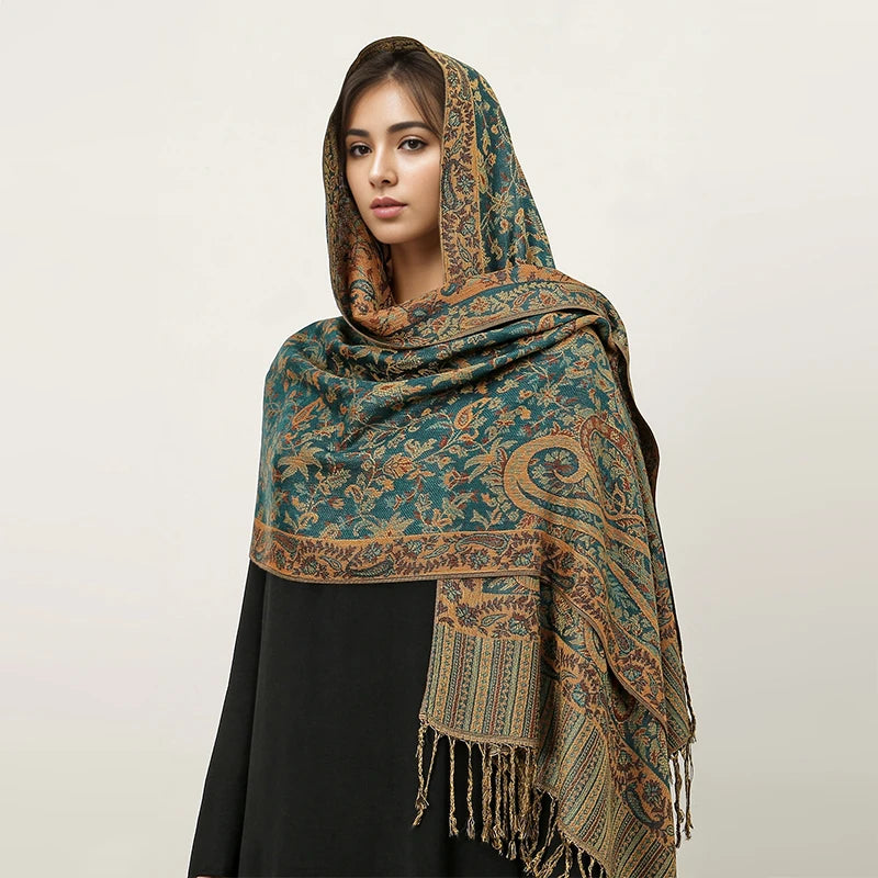 Damen Winterschal Kaschmir Jacquard Paisley lang Pashmina Bandana Foulard Luxus