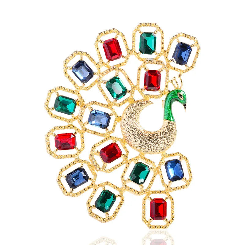 Brosche Pfau Kristall Emaille Tier Anstecknadel Damen