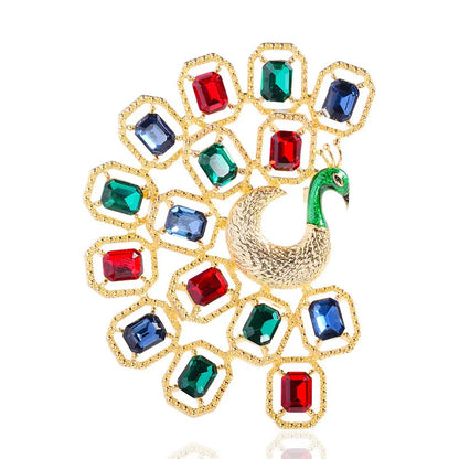 Brosche Pfau Kristall Emaille Tier Anstecknadel Damen