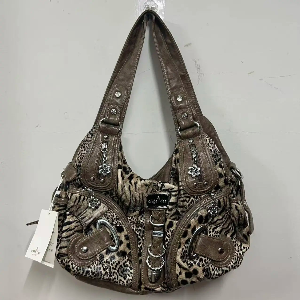 Damen-Handtasche Leopardenmuster mit Top-Handle großes Fassungsvermögen Alltag Freizeit
