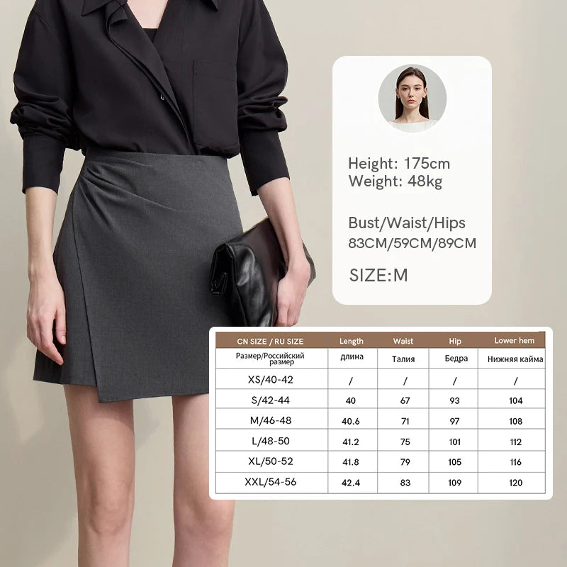 Asymmetrischer Minirock aus Stretch, dunkelgrau, mit asymmetrischem Saum