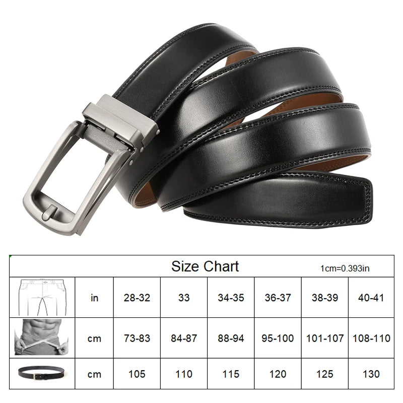 Herren-Gürtel Aus Echtem Leder Mit Automatik-Schnalle Für Anzug Und Business, 31 mm Breite