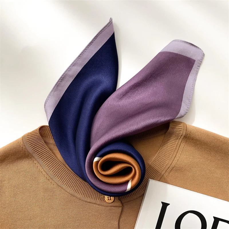 Damen Maulbeerseide Schal Plaid Foulard quadratisch Halstuch Hijab Bandana bedruckt