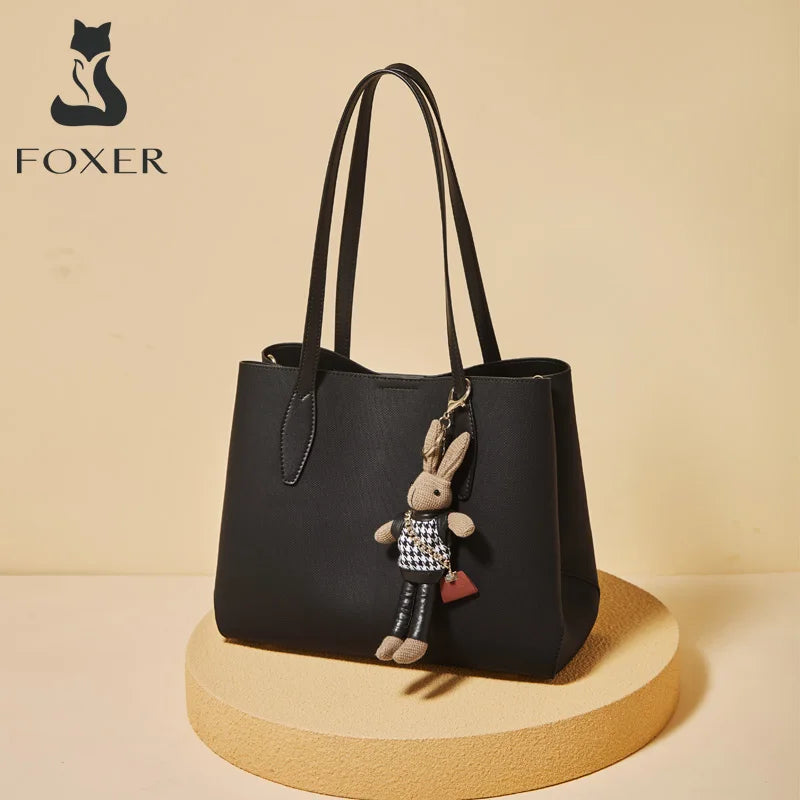 Damen Handtasche aus Split-Leder mit großer Kapazität