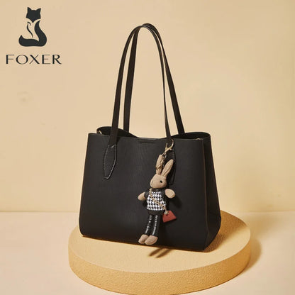 Damen Handtasche aus Split-Leder mit großer Kapazität