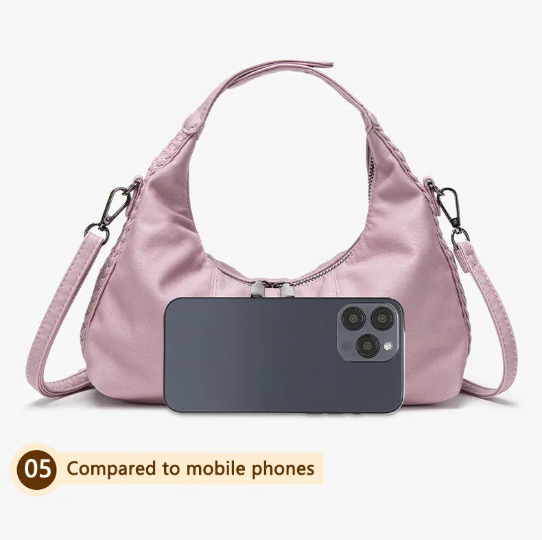 Damen-Hobo-Tasche Aus Weichem Kunstleder Mit Abnehmbarem Schulterriemen Schwarz Alltagstauglich