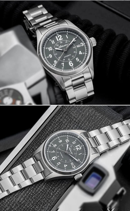 Herren-Vintage-Automatikuhr mit NH35A-Werk und Saphirglas